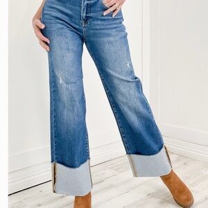RISEN NWT size 11/30 ALL OR NOTHING High Rise Ankle Wide Cuffed Jeans